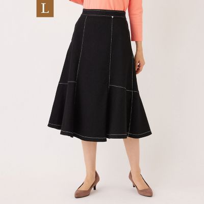 ＜TO BE CHIC L (Women/大きいサイズ)＞【Ｌ】ブラックデニム　フレアスカート
