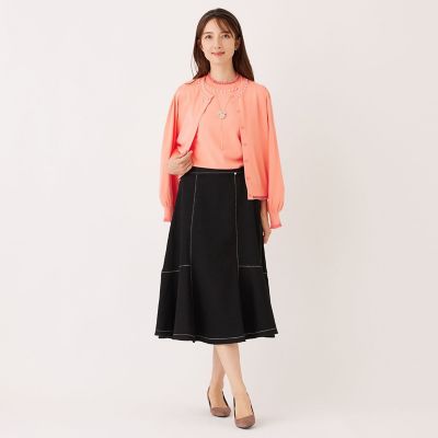 L】ブラックデニム フレアスカート | TO BE CHIC L (Women/大きい