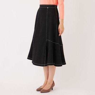 L】ブラックデニム フレアスカート | TO BE CHIC L (Women/大きい