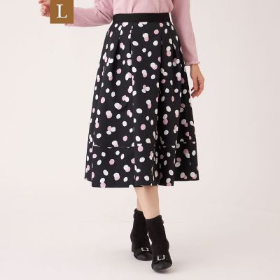＜TO BE CHIC L (Women/大きいサイズ)＞【Ｌ】ランダムドット　グログランタックスカート