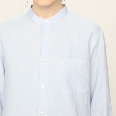 リネン　スタンドカラーシャツ