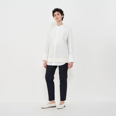 【極美品】24SS ギャルリーヴィー コットンブロード ブザムシャツ ブルー 極美品】24SS ギャルリーヴィー コットンブロード ブザムシャツ