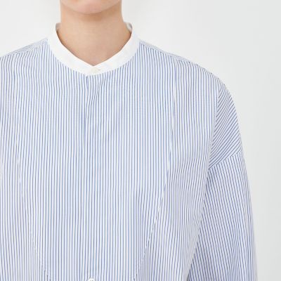 【極美品】24SS ギャルリーヴィー コットンブロード ブザムシャツ ブルー 極美品】24SS ギャルリーヴィー コットンブロード ブザムシャツ