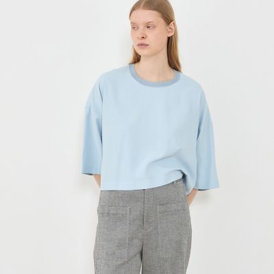 GALERIE VIE コットンシルク ワイドコート セール】 コットンシルク ノーカラーコート （その他アウター