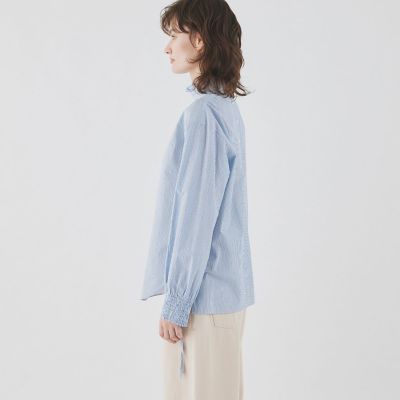 コットン スタンドネックフリルシャツ | GALERIE VIE (Women