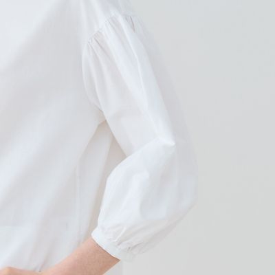 プレミアムオックス　スリーブタックブラウス
