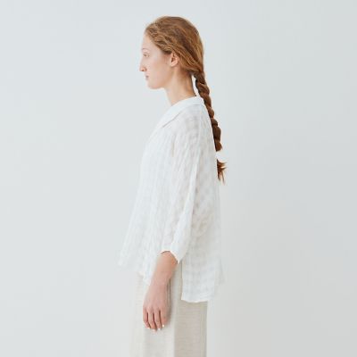 GALERIE VIE ホワイト チェック柄 シャツ シアーチェック ワイドシャツ（シャツ/ブラウス）｜GALERIE VIE