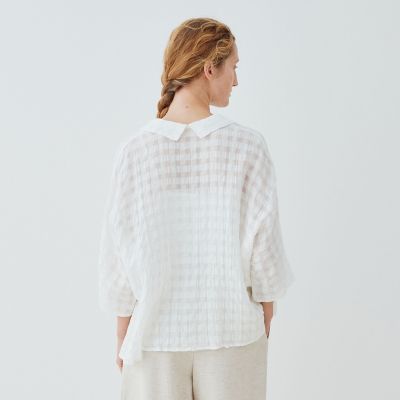 GALERIE VIE ホワイト チェック柄 シャツ シアーチェック ワイドシャツ | GALERIE VIE (Women)/ギャルリー