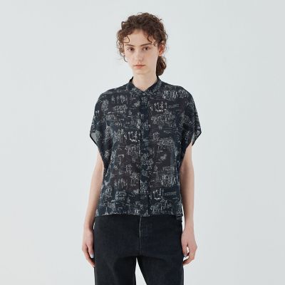 LandScapeシルクストレッチ スタンドネックボックス