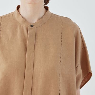 【ＷＥＢ先行予約】フレンチリネン　スタンドカラーシャツ