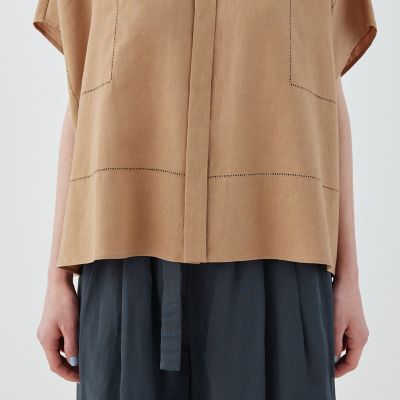 【ＷＥＢ先行予約】フレンチリネン　スタンドカラーシャツ
