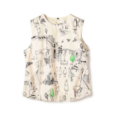 ブラウス シャツ グリーンスケーププリント ノースリーブブラウス レディース グリーンスケーププリント ノースリーブブラウス | GALERIE VIE