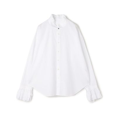 CABaN タイプライターダブルクロス アシンメトリックフリルシャツ BPF01_39_39014101003_1100?$