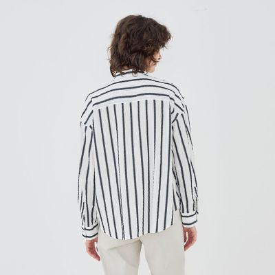 予約商品3月下旬以降順次お届け】ソフトストライプ スタンドカラー