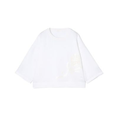 ＜GALERIE VIE (Women)＞リブコンビフレンチリネンエンブロイダリー　クルーネックブラウス