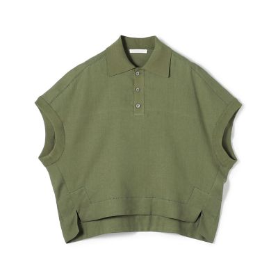 予約商品6月下旬以降順次お届け】リブコンビフレンチリネン ポロ