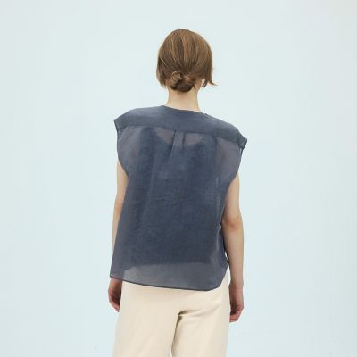 コットンシルクオーガンジー ノースリーブシャツ | GALERIE VIE (Women