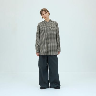 コットンセルロースチェック バンドカラーシャツ | GALERIE VIE (Women