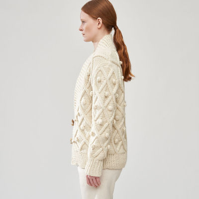 美品　GALERIE VIE アイボリー ニットカーディガン ギャルリー・ヴィー GALERIE VIE GALERIE VIE ボイルドニット