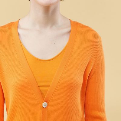 リーファー Vネックロングカーディガン ギザコットンリブ Vネックロングカーディガン | GALERIE VIE (Women