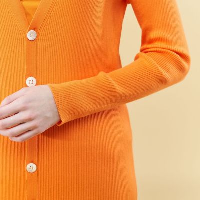 ギザコットンリブ Vネックロングカーディガン | GALERIE VIE (Women