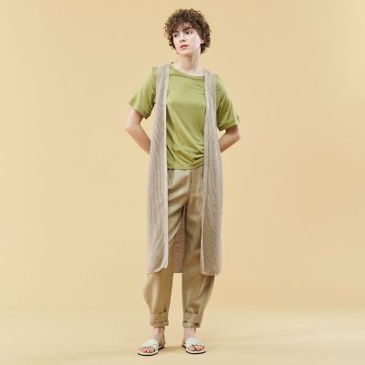 [sannana]ギャルリーヴィ　リネン　ロングカーディガン セール】 リネンフルカーディガン ロングジレ （ニット