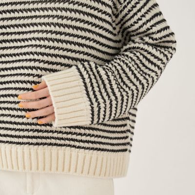 ファインウールボーダー クルーネックプルオーバー | GALERIE VIE