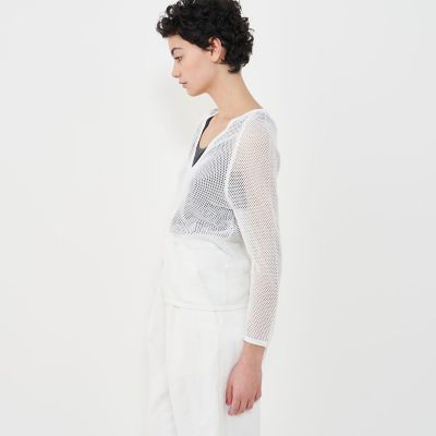 クレープコットンメッシュ Vネックカーディガン | GALERIE VIE (Women