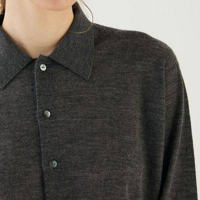 ウーステッドカシミヤ　ポロカラーカーディガン