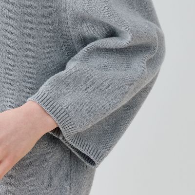 コットンカシミヤ　オーバルネックプルオーバー