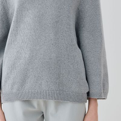 コットンカシミヤ　オーバルネックプルオーバー