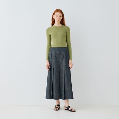 GALERIE VIE ギザコットンリブ クルーネックプルオーバー　ネイビー GALERIE VIE 【GALERIE VIE】ギザコットンリブ クルーネックプル