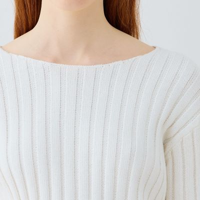 ワイドリブ　クルーネックプルオーバー