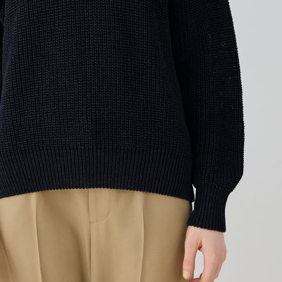 GALERIE VIE / ギャルリーヴィー | ペーパーヤーン クルーネックニット プルオーバー | S | ブラック | レディース ペーパーヤーン クルーネックプルオーバー | GALERIE VIE (Women