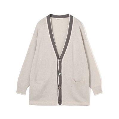 ＜GALERIE VIE (Women)＞リネンコットンスパンコール　Ｖネックカーディガン