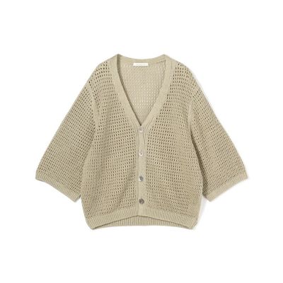 ＜GALERIE VIE (Women)＞オープンワークリネン　Ｖネックカーディガン