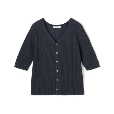 ＜GALERIE VIE (Women)＞【予約商品６月上旬以降順次お届け】ギザコットンリブ　Ｖネックカーディガン
