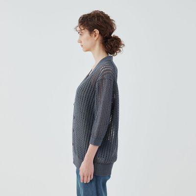 オープンワークコットン　Ｖネックカーディガン