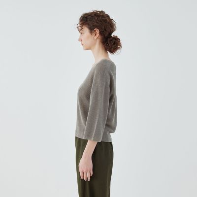 【23SS】GALERIE VIE リネンフルカーディガン クルーネック グレー 23SS】GALERIE VIE リネンフルカーディガン クルーネック グレー