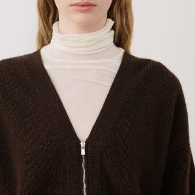 タグ付 ギャルリーヴィー ファインウール ジップアップ カーディガン 2021✨ ファインウール シャツカラー オーバーカーディガン｜トゥモローランド