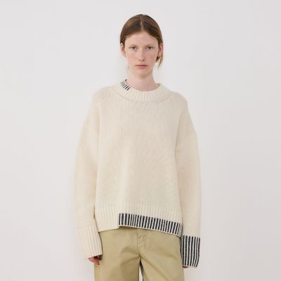 パーシャルストライプ クルーネックプルオーバー | GALERIE VIE (Women