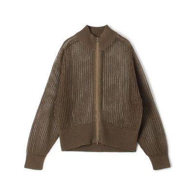 ＜GALERIE VIE (Women)＞オープンワークコットン　ジップアップカーディガン