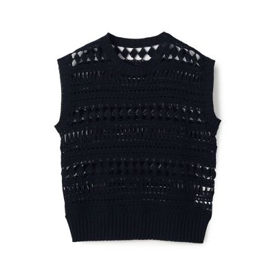 ＜GALERIE VIE (Women)＞【予約商品５月下旬以降順次お届け】コットンクロシェ　ノースリーブプルオーバー