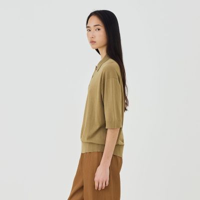 クレープコットン ポロカラープルオーバー | GALERIE VIE (Women