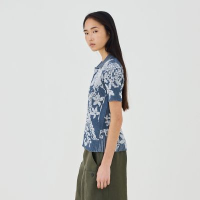 コットンリブペイズリー ポロカラープルオーバー | GALERIE VIE (Women