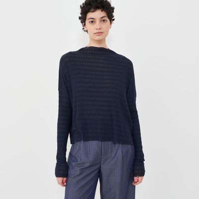 シアーボーダーリブ ボトルネックプルオーバー | GALERIE VIE (Women
