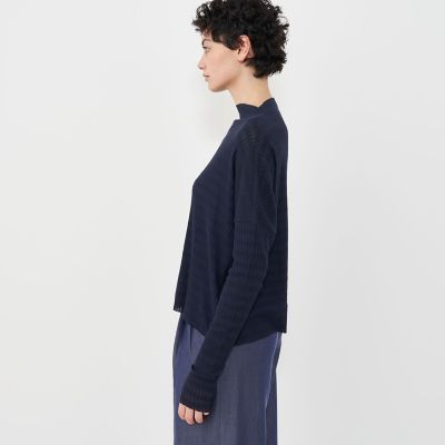 シアーボーダーリブ ボトルネックプルオーバー | GALERIE VIE (Women