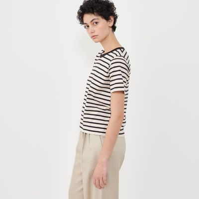 【新品】手洗可GALERIE VIE クルーネックニット ボーダー ¥37400 新品】手洗可GALERIE VIE クルーネックニット ボーダー ¥37400
