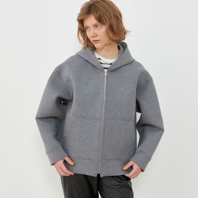 ダンボールニット　フーデッドブルゾン