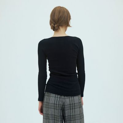 コットンランダムリブ ボートネックプルオーバー | GALERIE VIE (Women
